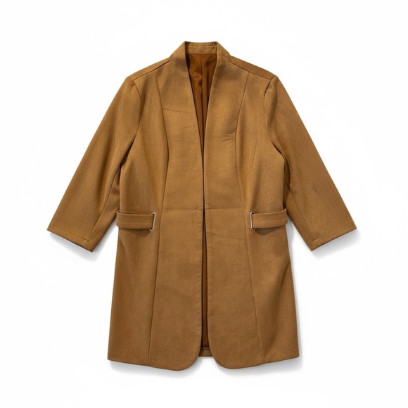 Love Scarlet Jackets & Blazers - ✨ Faux Suede Open Front Blazer Coat – Camel Brown, Size L